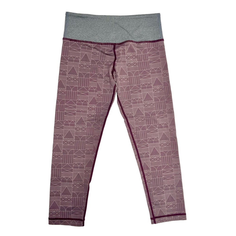 Vuori Purple Geo Print Heather Grey Crop Leggings Womens Size Small